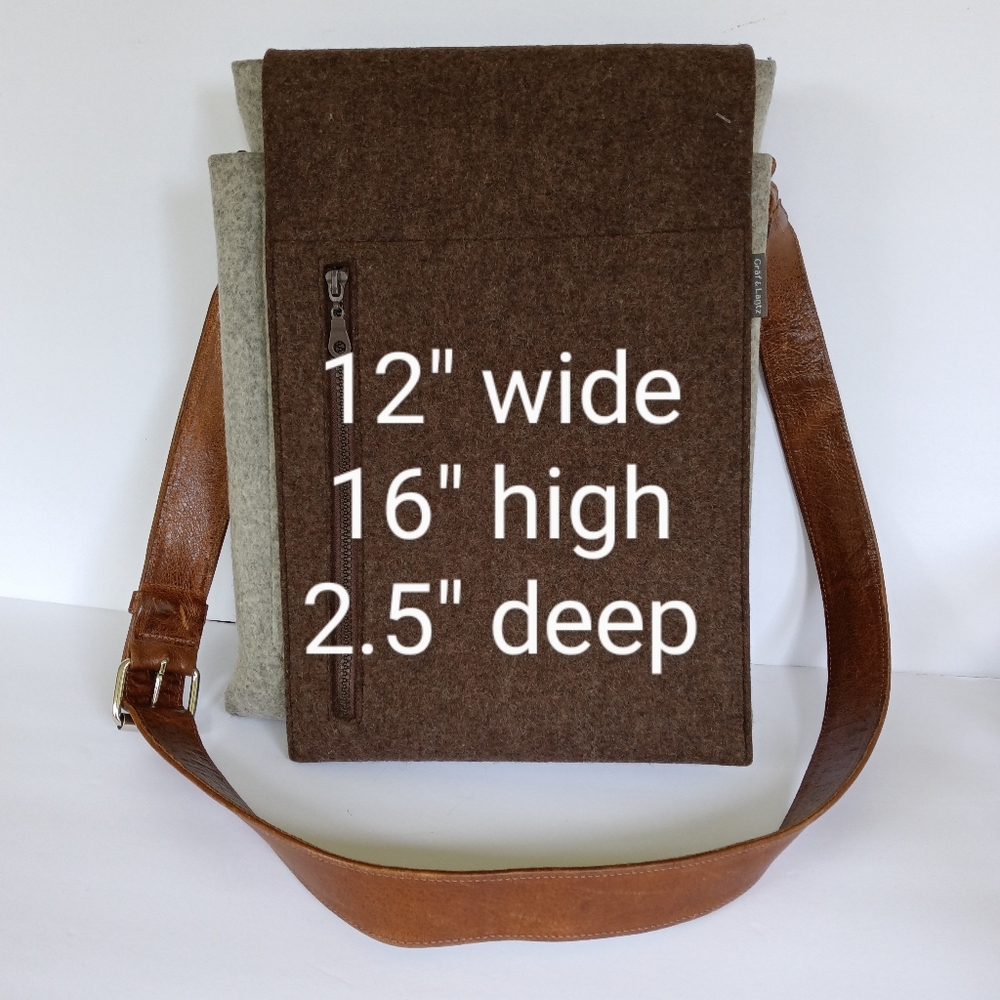 Graf Lantz Merino Wool Felt Messenger Bag - Grey & Brown - Picture 15 of 15